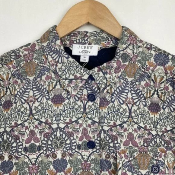 NWT J.Crew x Liberty 10 Diamond Quilted Shirt Jacket William Morris Print - Picture 3 of 11
